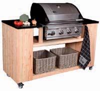 Buitenkeuken COOKER 157x60x92 incl Build-In 4 Burner - Europees lariks onbehandeld