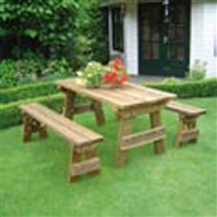 Picknickset MASSIEF 180 cm - Europees lariks gempregneerd uitlopend